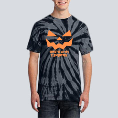 Adult Tie-Dye T-Shirt - Fall Holidays - Jack O' Lantern - Orange Thumbnail