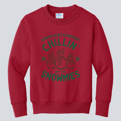 Youth Crewneck - Winter Holidays - Chillin' - Green Thumbnail